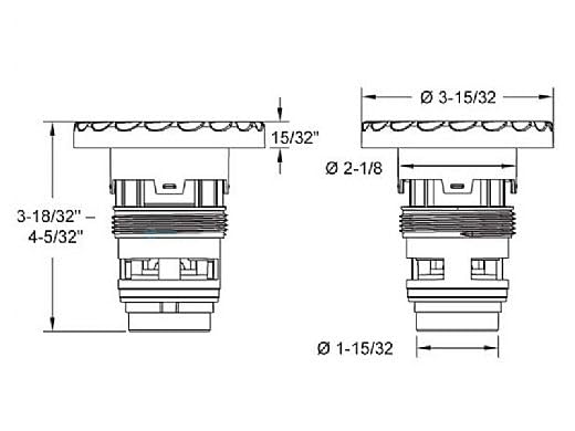 Replacement for AquaStar ATBTS0303A-7 0883612092515 Light Gray WaveJet Jet Barrel, Modern Design, ABS Resin, 0.48 lbs