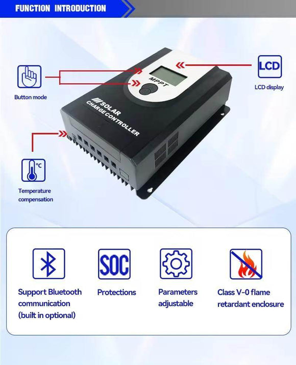 50A 12V/24V Auto MPPT Solar Charge Controller, Max Input 100V Output 12v/650W 24v/1300W,(Bluetooth) APP Phone app Monitoring WIFIconnect with Superior Cooling Fan and heatsink LiFePO4 Lithium Battery - Getlegitdeals
