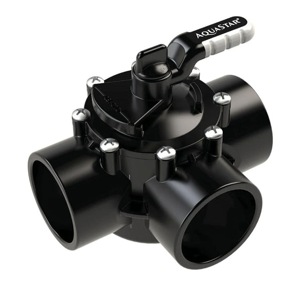 Discount Pool Mart Aquastar FlowStar 3-Way Diverter Valve with Rubber Handle - 2 Inch x 2.5 Inch | AV3W20C (1 Pack)