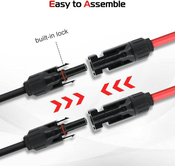 Generic Imports Solar Extension PV Cable 20Ft 10AWG, Solar Wire with Tool-Free Solar Connectors, Waterproof Solar Panel Extension for Home Boat RV Solar Projects 20FT Red + 20FT Black - Getlegitdeals