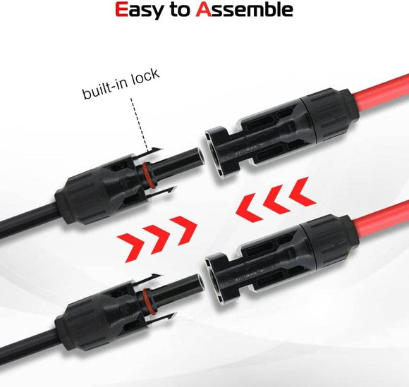 Generic Imports Solar Extension PV Cable 20Ft 10AWG, Solar Wire with Tool-Free Solar Connectors, Waterproof Solar Panel Extension for Home Boat RV Solar Projects 20FT Red + 20FT Black - Getlegitdeals