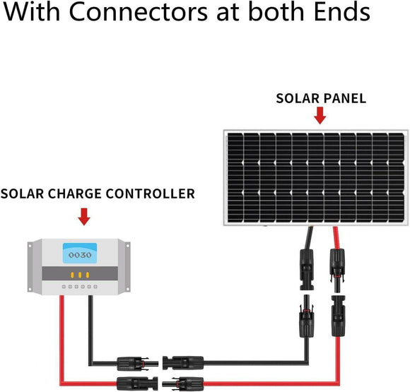 Generic Imports Solar Extension PV Cable 40Ft 10AWG, Solar Wire with Tool-Free Solar Connectors, Waterproof Solar Panel Extension for Home Boat RV Solar Projects 40FT Red + 40FT Black - Getlegitdeals