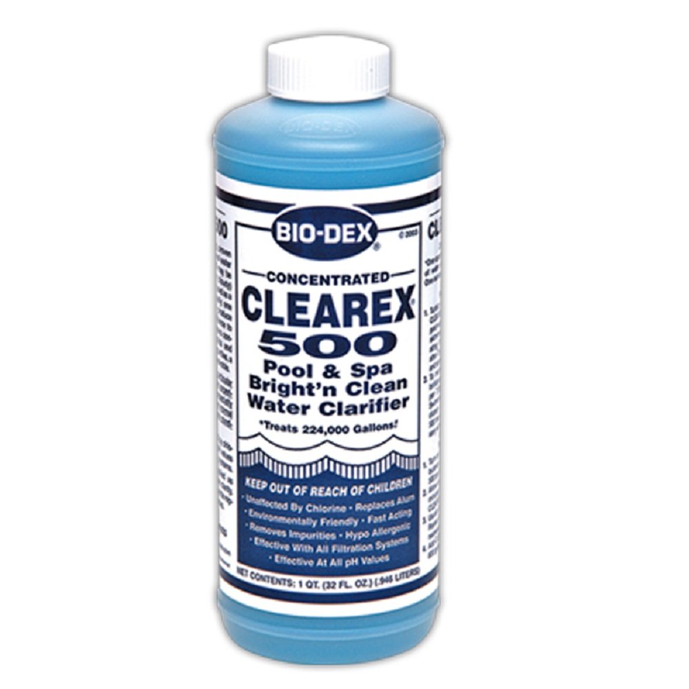 Bio-Dex Clearex 500 | 1 Quart (32 oz) Bottle | Pro Strength Clarifier for Swimming Pools & Spas | Safe & Easy to Use for Homeowners DIY | 2 oz Treats 14,000 gals & 32 oz Bottle Treats 224,000 gallons