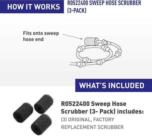 Replacement 3 Pack Sweep Hose Scrubbers fits Polaris R0522400 Sweep Hose Scrubber Replacement Compatible with Polaris Models 280, 360, 380, 3900 Sport, TR28P, TR35P, TR36P, 180 3 Pack
