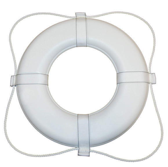 Taylor Made Vinyl Coated Foam Life Ring with White Grab Lines, White (20") � Puncture, tear, scuff-resistant � United States Coast Guard approved for commercial and recreational use � 2020122283
