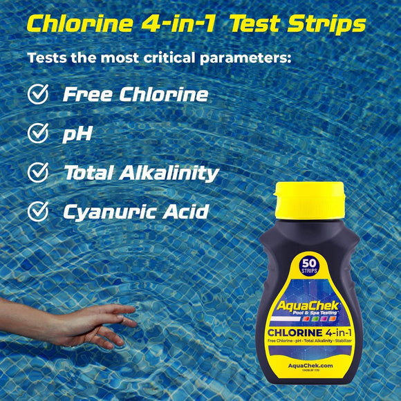 AquaChek Yellow 4-in 1 Swimming Pool and Spa Chlorine Test Strips 50ct 511244A ;#G344T3486G 34BG82G304691 - Getlegitdeals