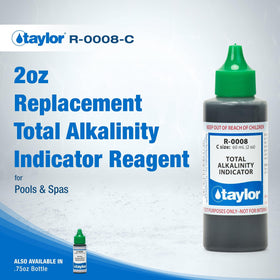 Taylor Technologies R-0008-C, Total Alkalinity Indicator, 2 Ounce, for Testing Total Alkalinity Levels in Pool and Spas, Dropper Rell for Water Test Kits, Replace Annually | Made in the USA - 0