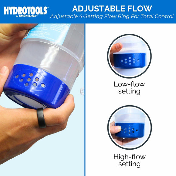 HYDROTOOLS by SWIMLINE 8720 Extra Large Capacity Pool & Spa Chemical Dispenser | Compatible with Bromine & Chlorine Supports 1-3’’ Tablets | Adjustable Control Ring for Customizable Flow Rate