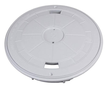 Custom Molded Products Round Skimmer Cover and Collar in Gray, Swimming Pool Skimmer, Plastic, Stainless Steel - 0