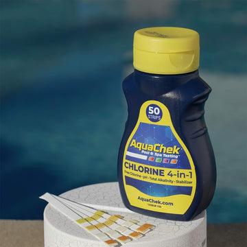 AquaChek Yellow 4-Way Pool and Spa Test Strips - 50 Yellow Test Strips - Swimming Pool Test Strips For pH, Free Chlorine, Total Alkalinity, and Cyanuric Acid - Quick and Accurate Results - Testing Kit - 0