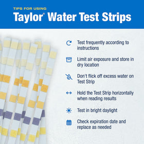 Taylor S-1403, Pool and Spa Test Strips for Free/Total Chlorine, Bromine, pH, Total Alkalinity, Total Hardness & Cyanuric Acid, 50 Test Strips, sureTREAT� App | Made in The USA - 0