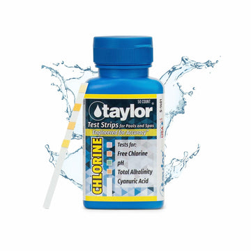 Taylor S-1401, 4-in-1 Pool and Spa Test Strips for Free Chlorine, pH, Total Alkalinity, & Cyanuric Acid, 50 Test Strips, Quick & Easy Water Testing | Made in The USA