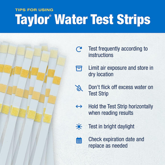 Taylor S-1401, 4-in-1 Pool and Spa Test Strips for Free Chlorine, pH, Total Alkalinity, & Cyanuric Acid, 50 Test Strips, Quick & Easy Water Testing | Made in The USA
