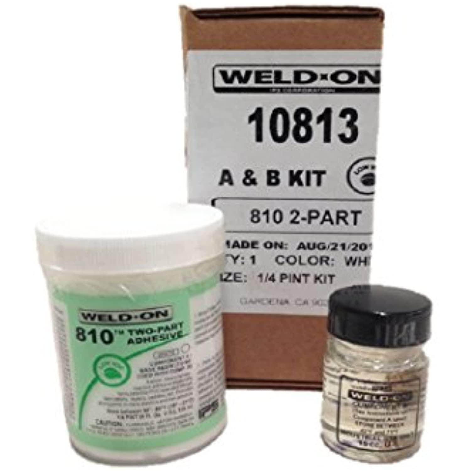 Weld-On 10813 810 Two-Part High-Strength Reactive Adhesive - Fast-Setting and Low-VOC, White, 1/4 Pint (4 fl oz) - Getlegitdeals