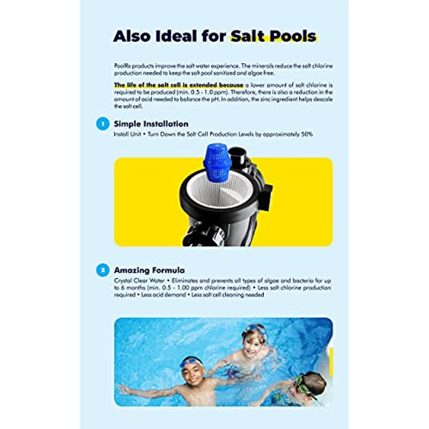 Pool RX 102001 6 Month Swimming Pool Algaecide Replacement, 8 oz, Blue