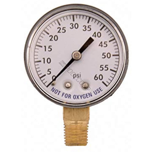 SuperPro 81060BU Universal 2" 0-60 PSI Pool & Spa Pressure Gauge With 1/4" Bottom Mount