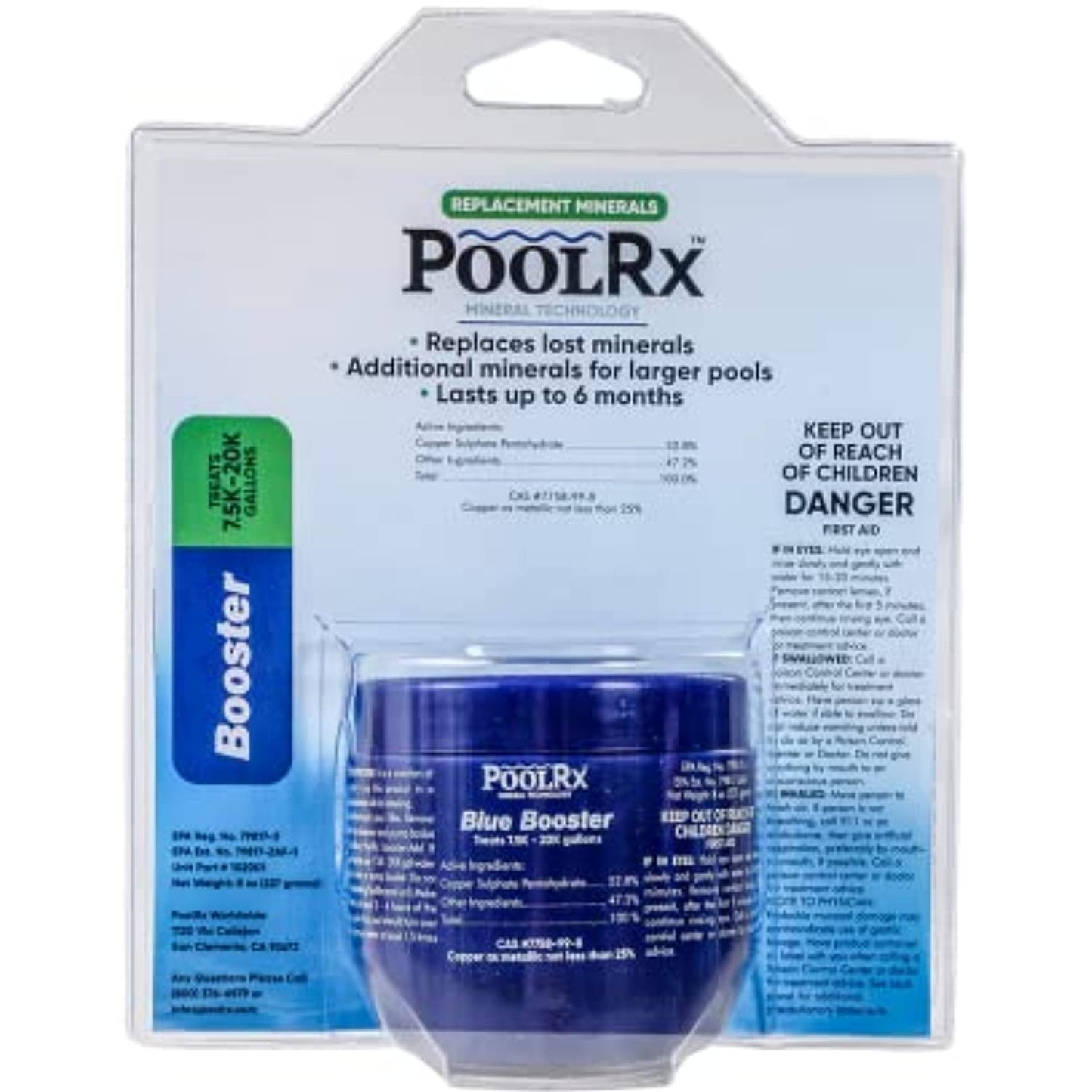 Pool RX 102001 6 Month Swimming Pool Algaecide Replacement, 8 oz, Blue