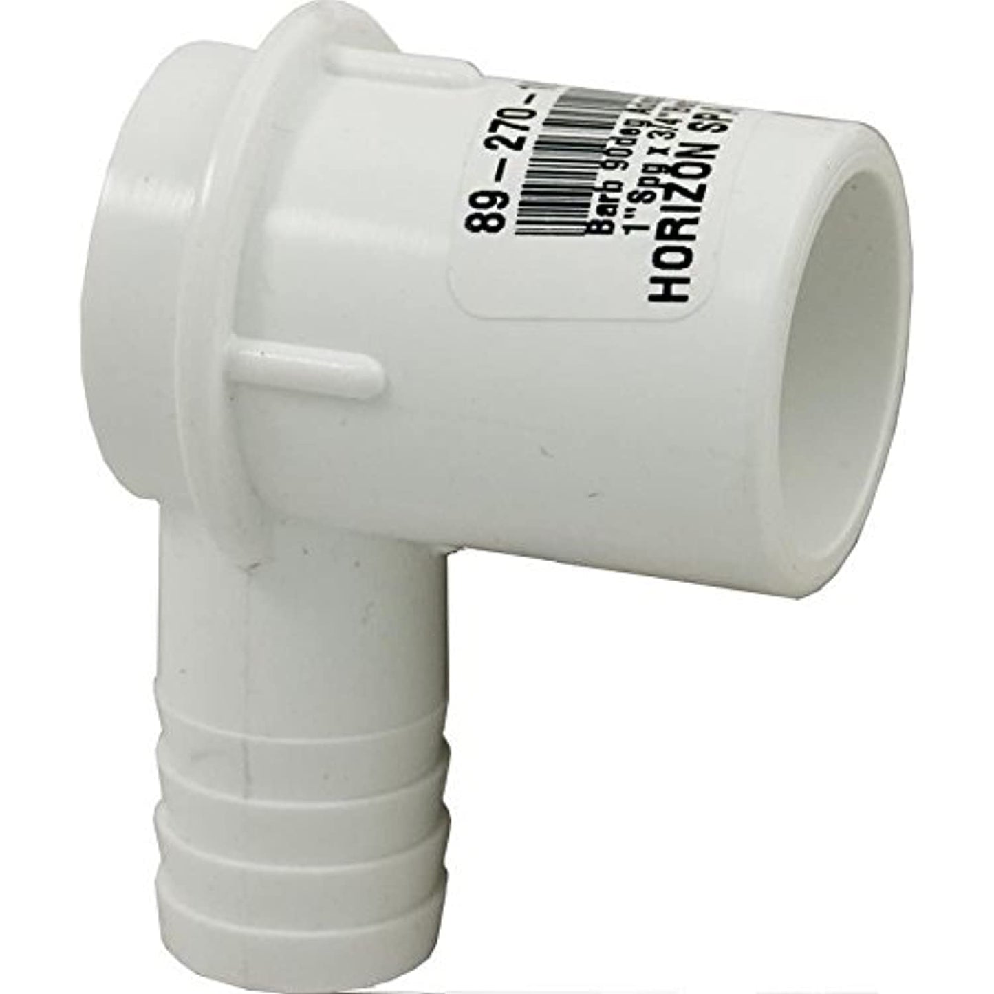 Waterway Plastics 411-3490 90 deg Spigot PVC Ribbed BarbElbow Adapter, 0.75 RB x 1 in.