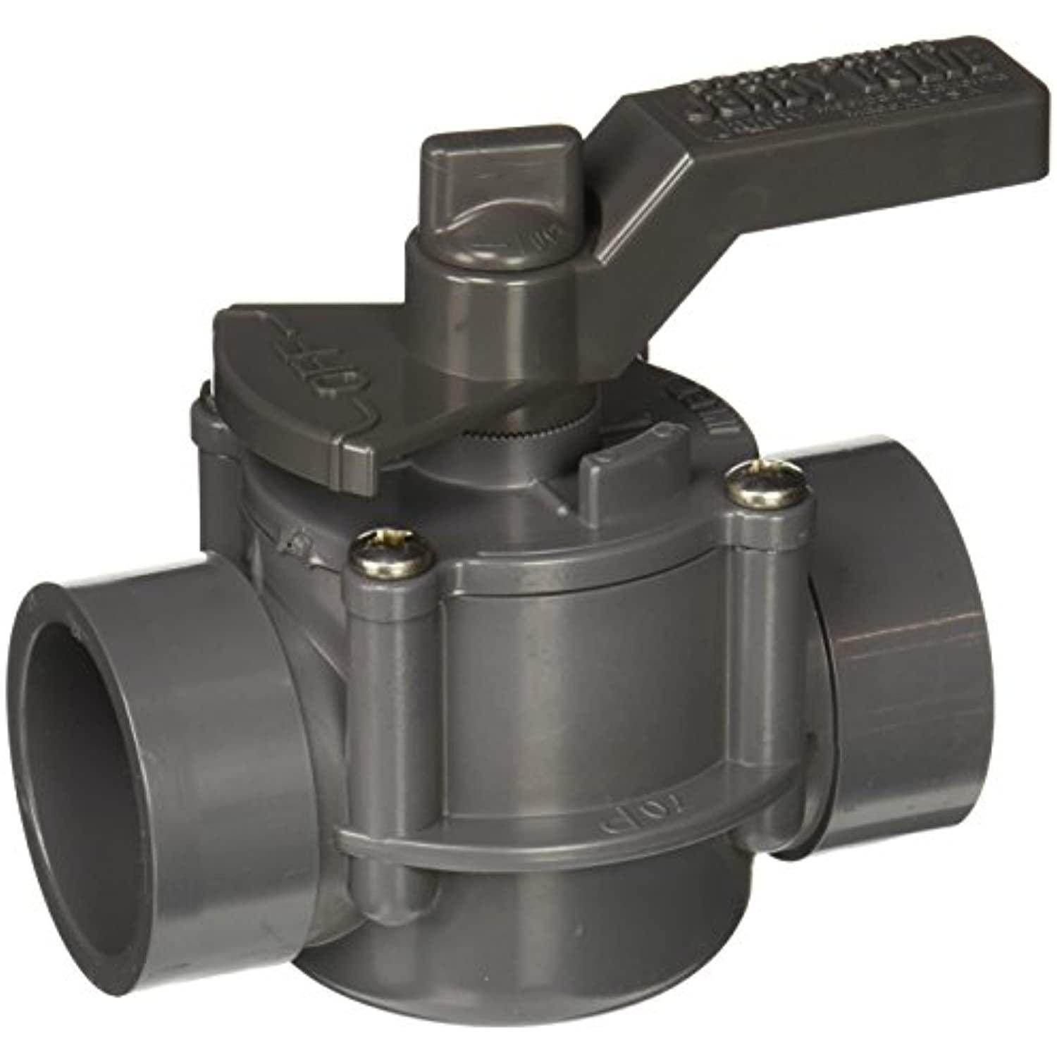 Jandy 3407 Space Saver 2 Port 1-1/2 to 2-Inch Positive Seal Pool/Spa Valve, Gray - Getlegitdeals