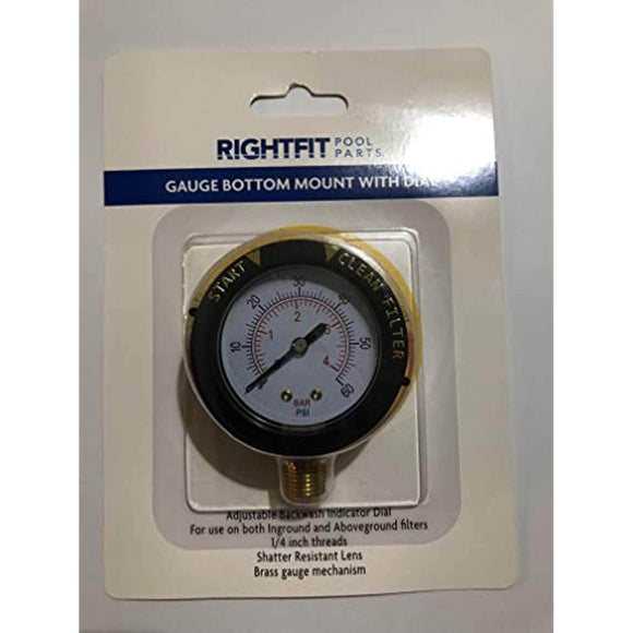 RightFit Bottom Mount Filter Pressure Gauge 1/4 Thread for Pool Filters - Getlegitdeals