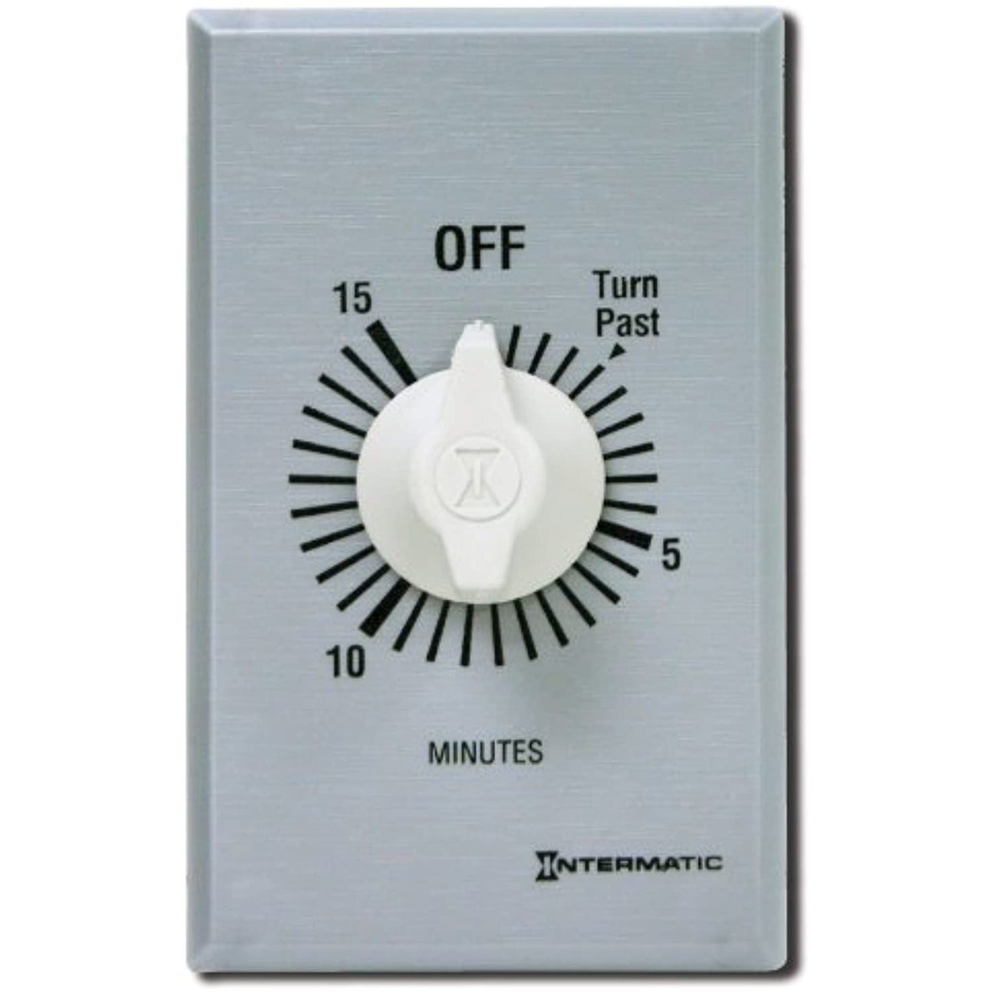 Intermatic FF15MC 15-Minute Spring Wound Countdown Wall Timer, Brushed Metal