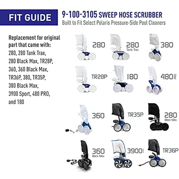 Polaris Genuine Parts 9-100-3105 Sweep Hose Scrubber Replacement Compatible with Polaris Models 280, 360, 380, 3900 SPORT, TR28P, TR35P, TR36P, 180 - Getlegitdeals
