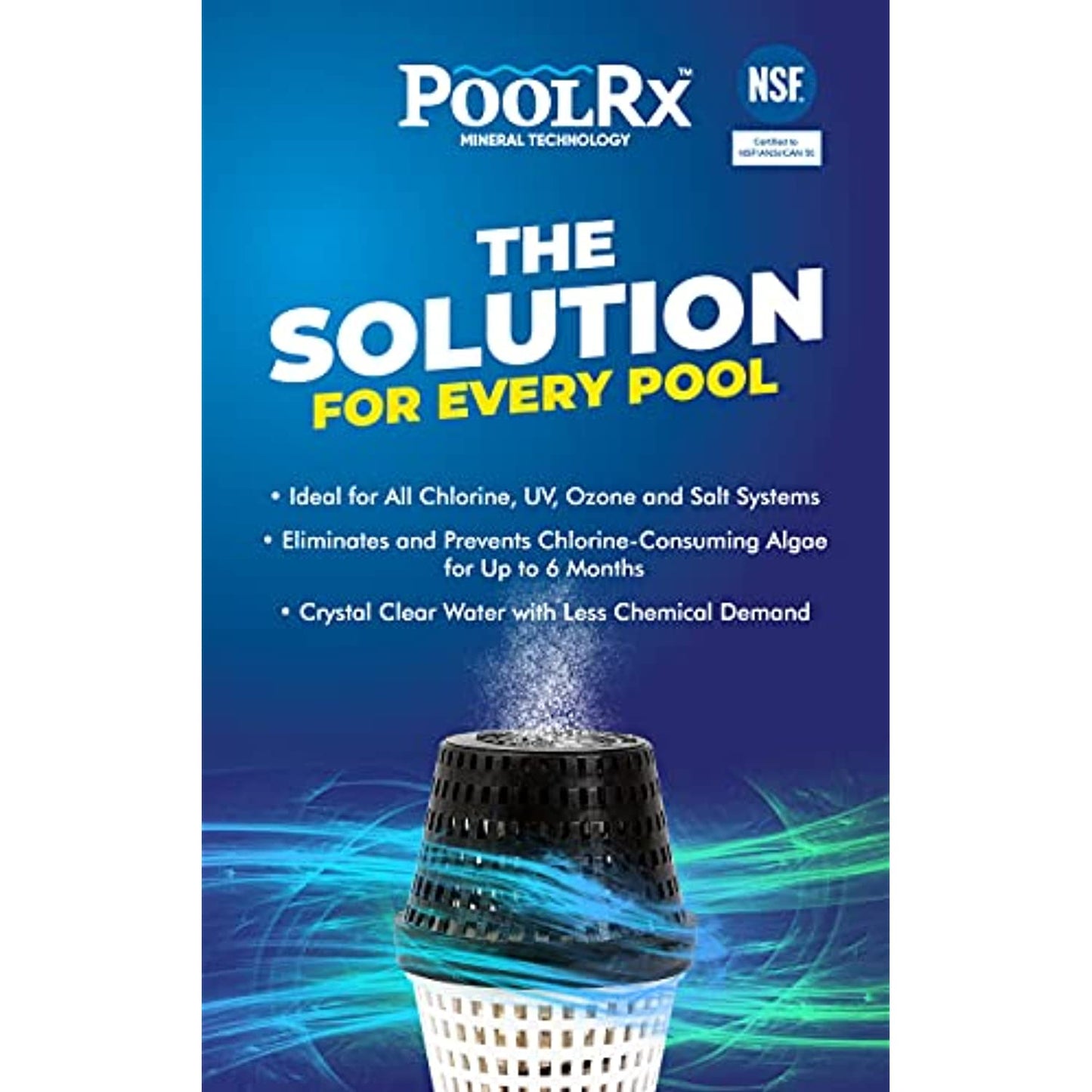 Pool RX 102001 6 Month Swimming Pool Algaecide Replacement, 8 oz, Blue