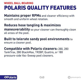 Polaris Genuine Parts C60 Wheels Ball Bearing Replacement Compatible with Polaris Models, 280, 360, 380, 180 - Getlegitdeals