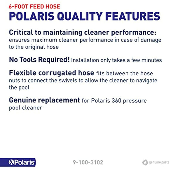 Polaris Genuine Parts 9-100-3102 6ft Feed Hose for 360 pressure-side pool cleaner - Getlegitdeals
