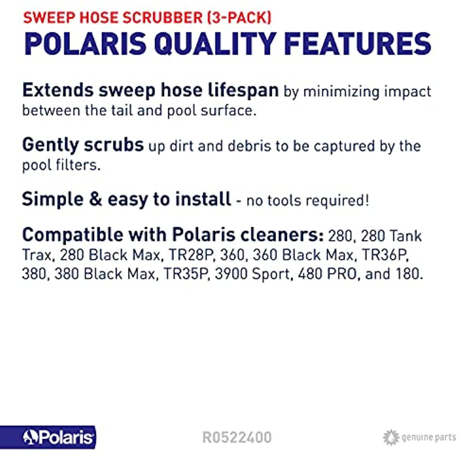 Polaris Genuine Parts R0522400 Sweep Hose Scrubber Replacement Compatible with Polaris Models 280, 360, 380, 3900 SPORT, TR28P, TR35P, TR36P, 180 - Getlegitdeals