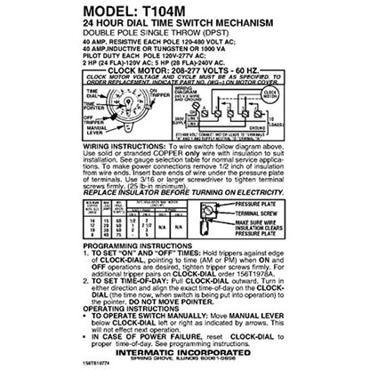 Intermatic T104M Mechanical Time Switch Mechanism Only